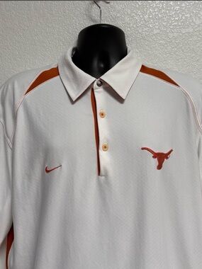 Nike Men’s White and Burnt Orange Texas Longhorns Polo